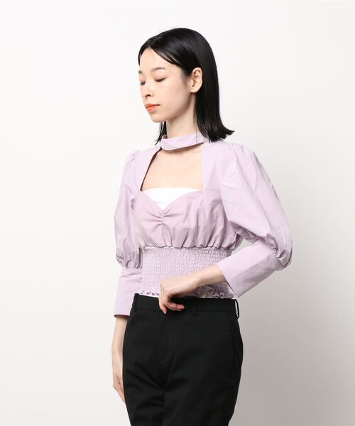 lilLilly(リルリリー)の「カットアウトスクエアブラウス(シャツ/ブラウス・レディース・ホワイト/ブラック/パープル・FREE)」の5枚目の写真