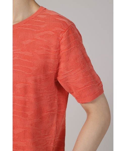 HIGH STREET（ハイストリート）の「HIGH STREET∴カモフラストーン半袖ニット（ニット/セーター・メンズ・オレンジ/グレー系その他2・LL/L/M）」の3枚目の写真