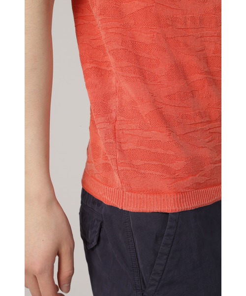 HIGH STREET（ハイストリート）の「HIGH STREET∴カモフラストーン半袖ニット（ニット/セーター・メンズ・オレンジ/グレー系その他2・LL/L/M）」の4枚目の写真