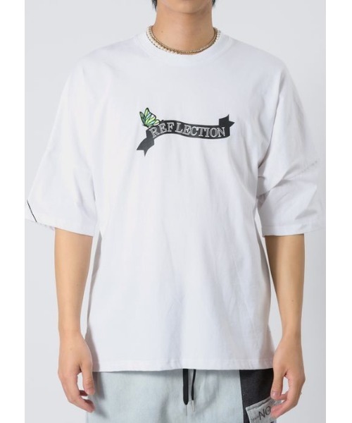 RE730（アールイーセブンサーティー）の「RE730 鮮やかなバタフライ刺繍　ビッグシルエットＴシャツ（Tシャツ/カットソー・メンズ・オフホワイト/ブラック/チャコールグレー/ライム・MEDIUM/LARGE/X-LARGE）」の21枚目の写真