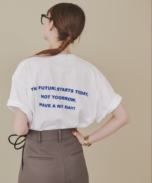 ANGIE（アンジー）の「【UNITED ATHLE】メッセージカラーロゴプリントT（半袖）（Tシャツ/カットソー・レディース・ピンク/グリーン/ブルー/オレンジ/ブラック/レッド/ホワイト×ブルー/ホワイト×グリーン/ホワイト×イエロー/ホワイト×レッド/ホワイト×ブラック・MEDIUM/LARGE/X-LARGE）」の4枚目の写真