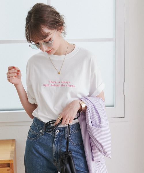 ANGIE（アンジー）の「【UNITED ATHLE】メッセージカラーロゴプリントT（半袖）（Tシャツ/カットソー・レディース・ピンク/グリーン/ブルー/オレンジ/ブラック/レッド/ホワイト×ブルー/ホワイト×グリーン/ホワイト×イエロー/ホワイト×レッド/ホワイト×ブラック・MEDIUM/LARGE/X-LARGE）」の10枚目の写真