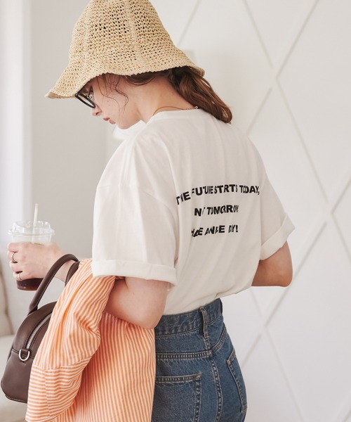 ANGIE（アンジー）の「【UNITED ATHLE】メッセージカラーロゴプリントT（半袖）（Tシャツ/カットソー・レディース・ピンク/グリーン/ブルー/オレンジ/ブラック/レッド/ホワイト×ブルー/ホワイト×グリーン/ホワイト×イエロー/ホワイト×レッド/ホワイト×ブラック・MEDIUM/LARGE/X-LARGE）」の16枚目の写真