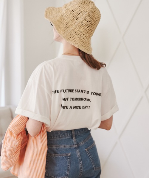 ANGIE（アンジー）の「【UNITED ATHLE】メッセージカラーロゴプリントT（半袖）（Tシャツ/カットソー・レディース・ピンク/グリーン/ブルー/オレンジ/ブラック/レッド/ホワイト×ブルー/ホワイト×グリーン/ホワイト×イエロー/ホワイト×レッド/ホワイト×ブラック・MEDIUM/LARGE/X-LARGE）」の15枚目の写真