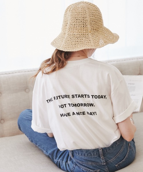 ANGIE（アンジー）の「【UNITED ATHLE】メッセージカラーロゴプリントT（半袖）（Tシャツ/カットソー・レディース・ピンク/グリーン/ブルー/オレンジ/ブラック/レッド/ホワイト×ブルー/ホワイト×グリーン/ホワイト×イエロー/ホワイト×レッド/ホワイト×ブラック・MEDIUM/LARGE/X-LARGE）」の13枚目の写真