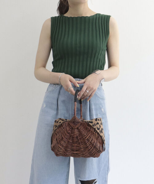 HALIN(ハリン)の「【HALIN/ハリン】レオパードワンハンドルバスケットバッグ(かごバッグ・レディース・ブラウン・FREE)」の2枚目の写真