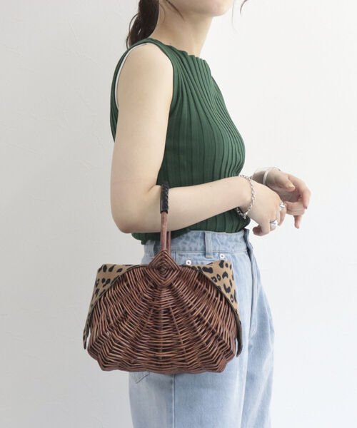 HALIN(ハリン)の「【HALIN/ハリン】レオパードワンハンドルバスケットバッグ(かごバッグ・レディース・ブラウン・FREE)」の3枚目の写真