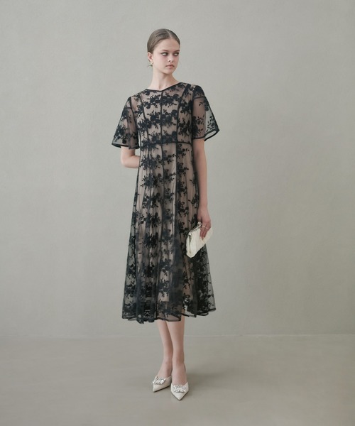 セール】【LEJA】花柄後ろリボン半袖キャミワンピースセットアップ