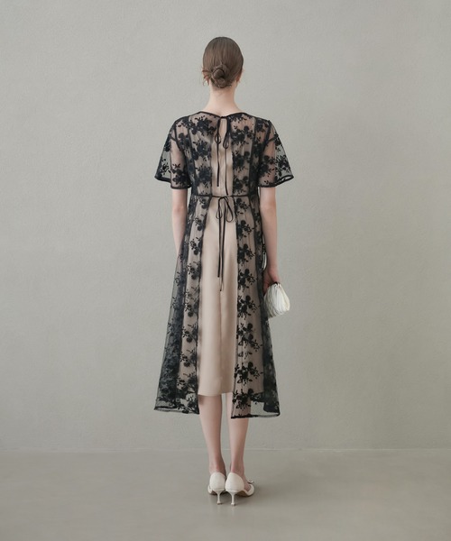 セール】【LEJA】花柄後ろリボン半袖キャミワンピースセットアップ