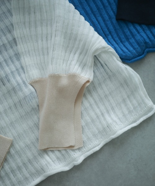 spoon store（スプーンストア）の「配色シアーニット（ニット/セーター・レディース・オフホワイト/ブルー・フリー）」の15枚目の写真