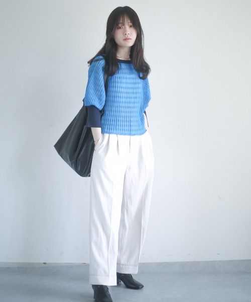 spoon store（スプーンストア）の「配色シアーニット（ニット/セーター・レディース・オフホワイト/ブルー・フリー）」の14枚目の写真