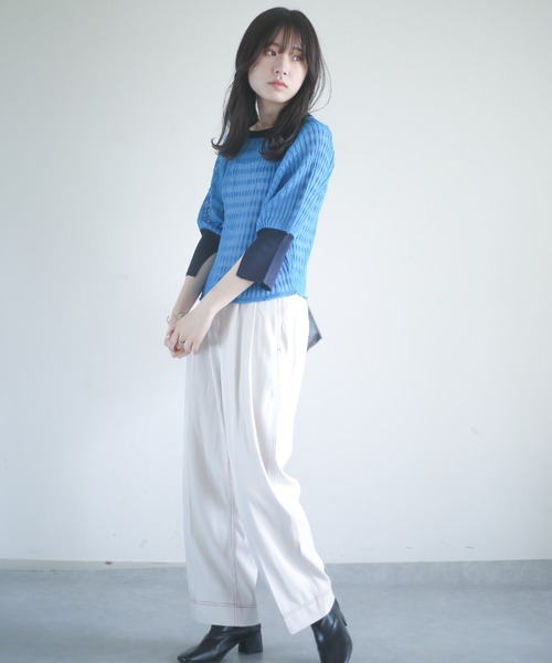 spoon store（スプーンストア）の「配色シアーニット（ニット/セーター・レディース・オフホワイト/ブルー・フリー）」の19枚目の写真