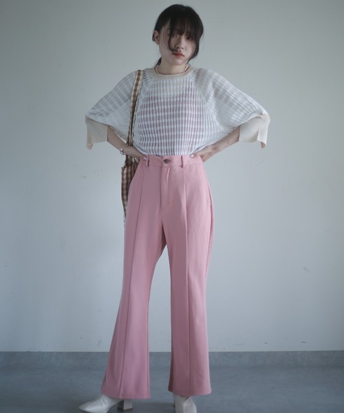 spoon store（スプーンストア）の「配色シアーニット（ニット/セーター・レディース・オフホワイト/ブルー・フリー）」の6枚目の写真