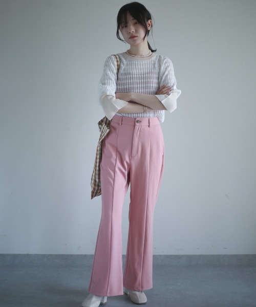 spoon store（スプーンストア）の「配色シアーニット（ニット/セーター・レディース・オフホワイト/ブルー・フリー）」の13枚目の写真