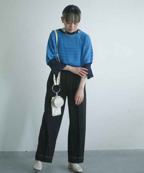 spoon store（スプーンストア）の「配色シアーニット（ニット/セーター・レディース・オフホワイト/ブルー・フリー）」の10枚目の写真