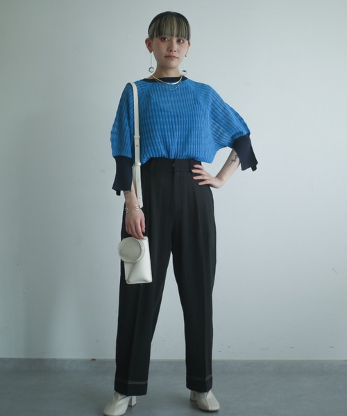 spoon store（スプーンストア）の「配色シアーニット（ニット/セーター・レディース・オフホワイト/ブルー・フリー）」の22枚目の写真