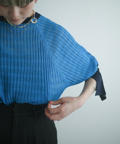 spoon store（スプーンストア）の「配色シアーニット（ニット/セーター・レディース・オフホワイト/ブルー・フリー）」の17枚目の写真