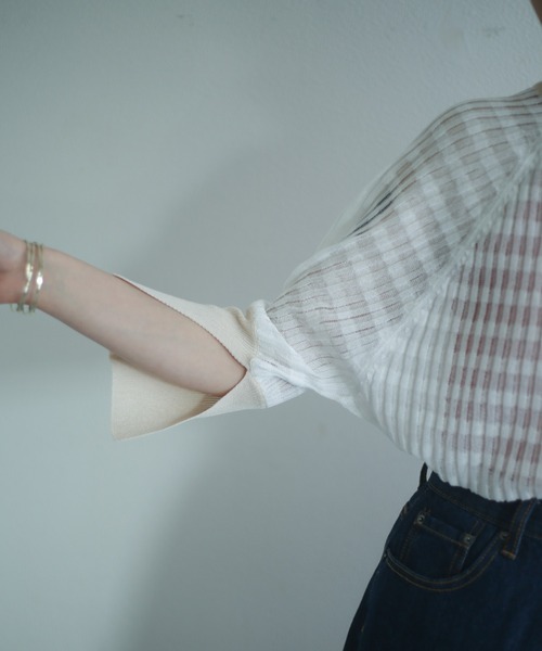 spoon store（スプーンストア）の「配色シアーニット（ニット/セーター・レディース・オフホワイト/ブルー・フリー）」の16枚目の写真