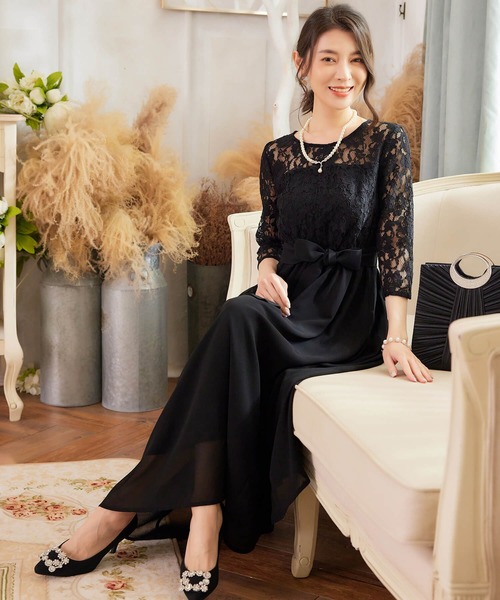 【セール】ドレス 結婚式 ロングドレス ドレスワンピース パーティー ロング 結婚式 パーティー 長袖 ロング丈 結婚式 披露宴 二次会 レース 二次会 ドレス お呼ばれ（ドレス）｜Cinderella（シンデレラ）