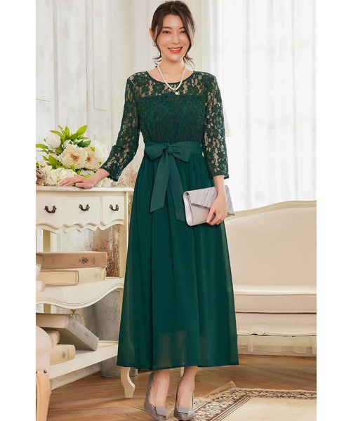 【セール】ドレス 結婚式 ロングドレス ドレスワンピース パーティー ロング 結婚式 パーティー 長袖 ロング丈 結婚式 披露宴 二次会 レース 二次会 ドレス お呼ばれ（ドレス）｜Cinderella（シンデレラ）