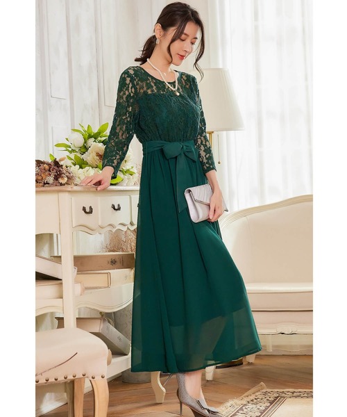 【セール】ドレス 結婚式 ロングドレス ドレスワンピース パーティー ロング 結婚式 パーティー 長袖 ロング丈 結婚式 披露宴 二次会 レース 二次会 ドレス お呼ばれ（ドレス）｜Cinderella（シンデレラ）