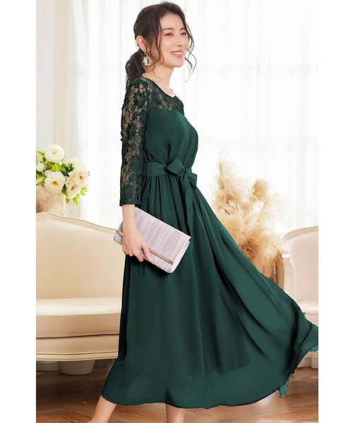 【セール】ドレス 結婚式 ロングドレス ドレスワンピース パーティー ロング 結婚式 パーティー 長袖 ロング丈 結婚式 披露宴 二次会 レース 二次会 ドレス お呼ばれ（ドレス）｜Cinderella（シンデレラ）