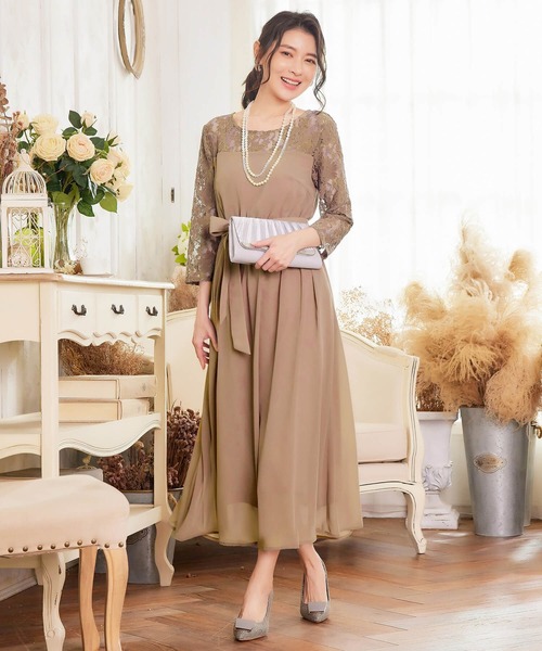 【セール】ドレス 結婚式 ロングドレス ドレスワンピース パーティー ロング 結婚式 パーティー 長袖 ロング丈 結婚式 披露宴 二次会 レース 二次会 ドレス お呼ばれ（ドレス）｜Cinderella（シンデレラ）