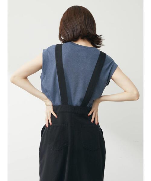 Green　Parks（グリーンパークス）の「ミジンボーダーノースリーブプルオーバー（Tシャツ/カットソー・レディース・ネイビー/オレンジ/ブルー・FREE）」の7枚目の写真