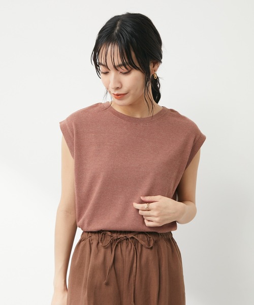 Green　Parks（グリーンパークス）の「ミジンボーダーノースリーブプルオーバー（Tシャツ/カットソー・レディース・ネイビー/オレンジ/ブルー・FREE）」の3枚目の写真