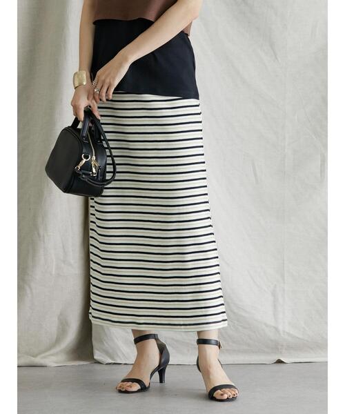 38 ARCHIVIO リボンボーダースカート BORDERS at BALCONY RIBBON MIDI SKIRT 2色展開 ボーダーズ