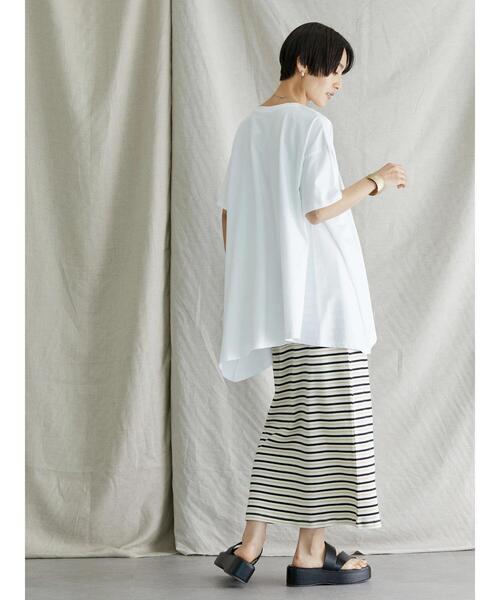 極美品✨ダブルスタンダード　24AW ボリュームボーダータック スカート 38 UVカット360°ストレッチタッグボリュームスカートが登場！