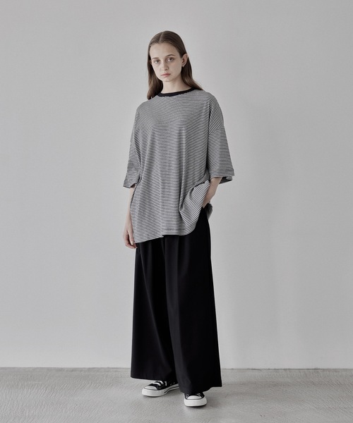 remer（リメール）の「loose basic border Tee / ルーズベーシックボーダーT（Tシャツ/カットソー・メンズ・ブラック/グレー・SMALL/MEDIUM/LARGE）」の4枚目の写真