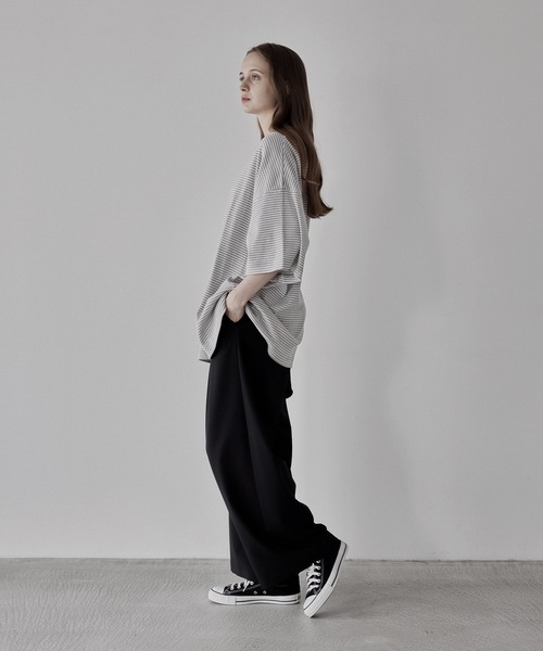 remer（リメール）の「loose basic border Tee / ルーズベーシックボーダーT（Tシャツ/カットソー・メンズ・ブラック/グレー・SMALL/MEDIUM/LARGE）」の6枚目の写真