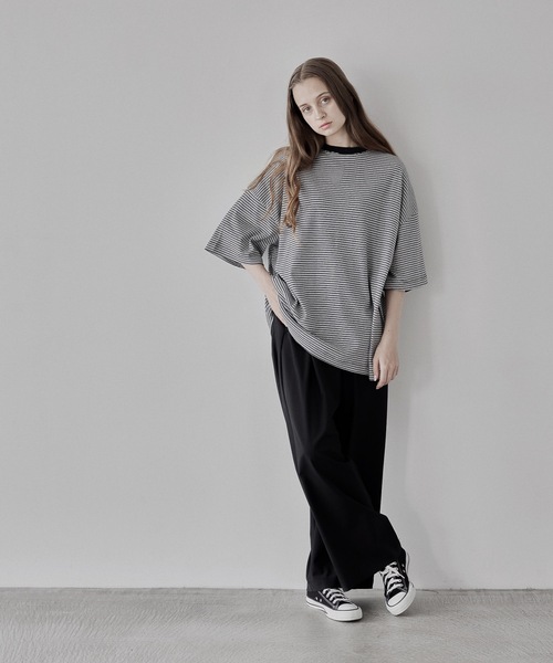 remer（リメール）の「loose basic border Tee / ルーズベーシックボーダーT（Tシャツ/カットソー・メンズ・ブラック/グレー・SMALL/MEDIUM/LARGE）」の14枚目の写真