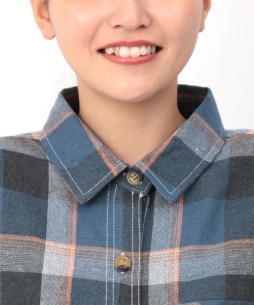 チチカカ（チチカカ）の「【大きいサイズ】 バイカラーネルチェックシャツワンピース（シャツワンピース・レディース・ブルー/ブラウン/グリーン・3L）」の16枚目の写真