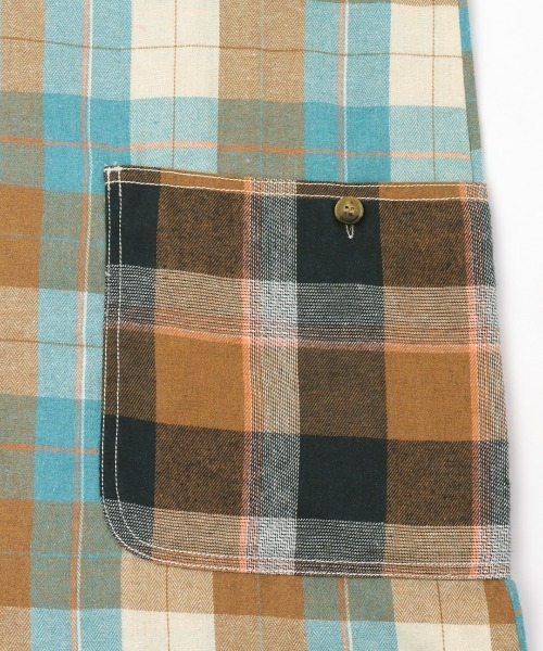 チチカカ（チチカカ）の「【大きいサイズ】 バイカラーネルチェックシャツワンピース（シャツワンピース・レディース・ブルー/ブラウン/グリーン・3L）」の10枚目の写真