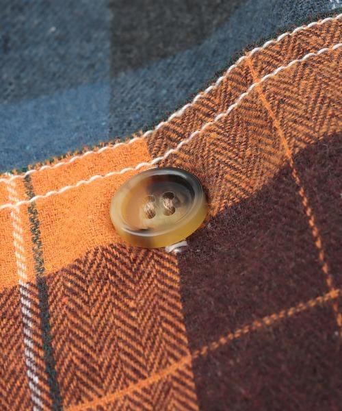 チチカカ（チチカカ）の「【大きいサイズ】 バイカラーネルチェックシャツワンピース（シャツワンピース・レディース・ブルー/ブラウン/グリーン・3L）」の9枚目の写真