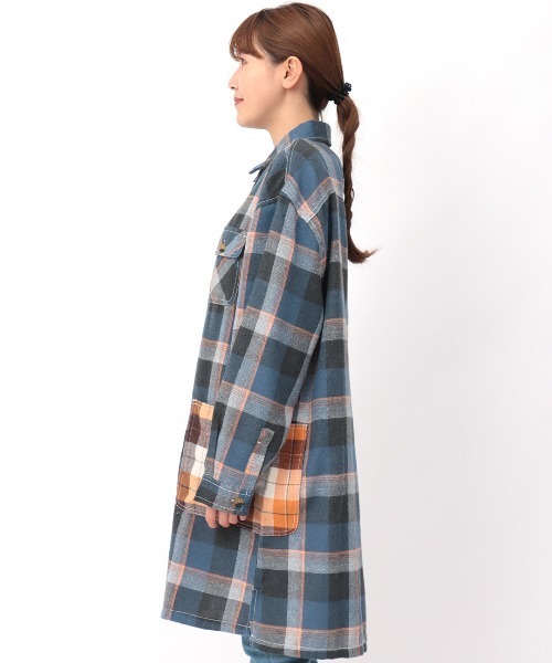 チチカカ（チチカカ）の「【大きいサイズ】 バイカラーネルチェックシャツワンピース（シャツワンピース・レディース・ブルー/ブラウン/グリーン・3L）」の19枚目の写真