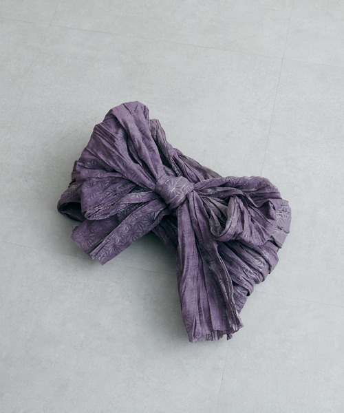 natural couture(ナチュラルクチュール)の「浴衣コーデを柔らかい印象に仕上げる/ジャガード織りおしゃれへこ帯(和装小物・レディース・レッド/イエロー/オフホワイト/パープル/グリーン・FREE)」の4枚目の写真