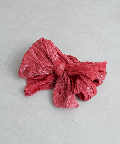 natural couture(ナチュラルクチュール)の「浴衣コーデを柔らかい印象に仕上げる/ジャガード織りおしゃれへこ帯(和装小物・レディース・レッド/イエロー/オフホワイト/パープル/グリーン・FREE)」の1枚目の写真