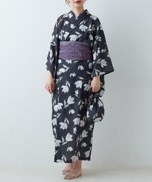 natural couture(ナチュラルクチュール)の「浴衣コーデを柔らかい印象に仕上げる/ジャガード織りおしゃれへこ帯(和装小物・レディース・レッド/イエロー/オフホワイト/パープル/グリーン・FREE)」の13枚目の写真