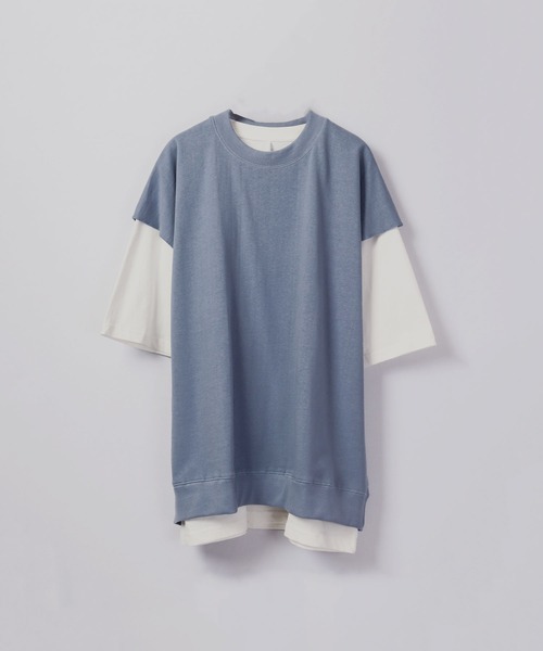 FUNALIVE(ファンアライブ)の「裏毛ベスト×天竺SSアンサンブル(Tシャツ/カットソー・メンズ・ブラック/サックスブルー/グリーン/グレイッシュベージュ・XL/L/M)」の2枚目の写真