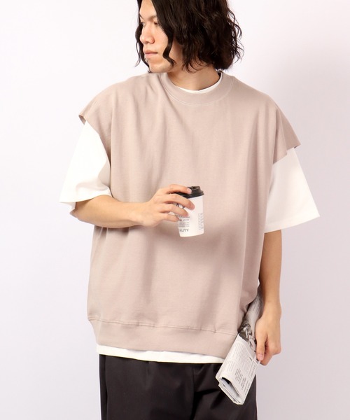 FUNALIVE(ファンアライブ)の「裏毛ベスト×天竺SSアンサンブル(Tシャツ/カットソー・メンズ・ブラック/サックスブルー/グリーン/グレイッシュベージュ・XL/L/M)」の12枚目の写真