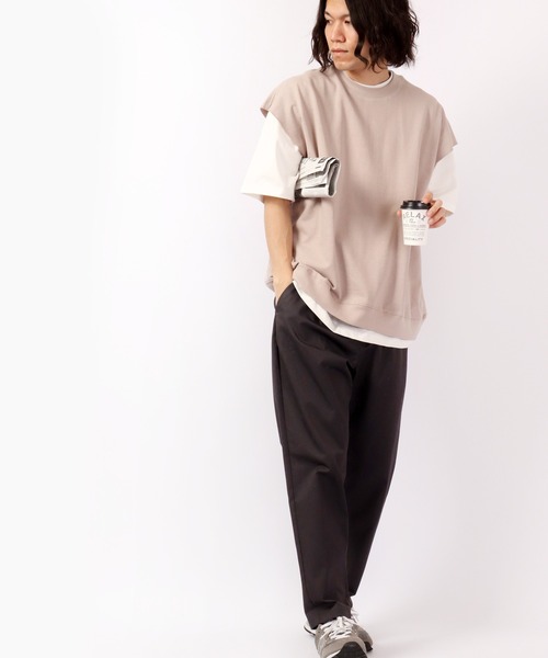 FUNALIVE(ファンアライブ)の「裏毛ベスト×天竺SSアンサンブル(Tシャツ/カットソー・メンズ・ブラック/サックスブルー/グリーン/グレイッシュベージュ・XL/L/M)」の16枚目の写真