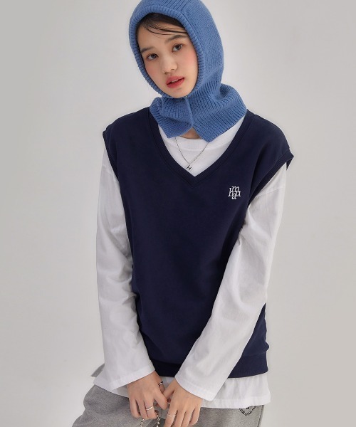 muahmuah(ムーアムーア)の「A'GEM/9 × .kom『muah muah/ムーアムーア』MUAH LOOSE FIT SWEAT VEST/ルーズシルエット スウェット素材ベスト(ベスト・レディース・ブラック/ネイビー/グレー・FREE)」の3枚目の写真