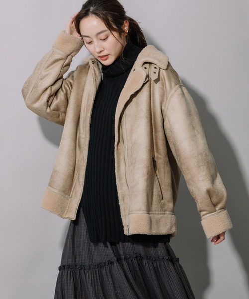 Munich（ミューニック）の「エコムートンボンバージャケット（ブルゾン・レディース・ブラック/ベージュ・S/XS）」の6枚目の写真