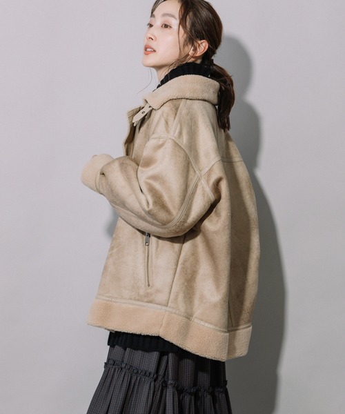 Munich（ミューニック）の「エコムートンボンバージャケット（ブルゾン・レディース・ブラック/ベージュ・S/XS）」の7枚目の写真