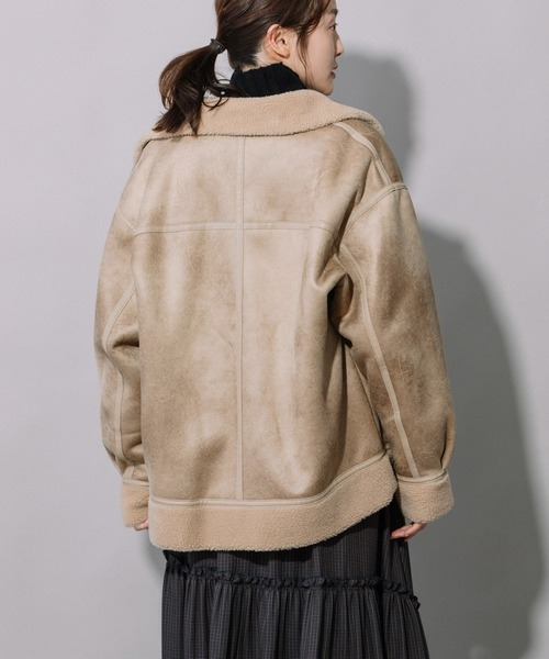 Munich（ミューニック）の「エコムートンボンバージャケット（ブルゾン・レディース・ブラック/ベージュ・S/XS）」の8枚目の写真