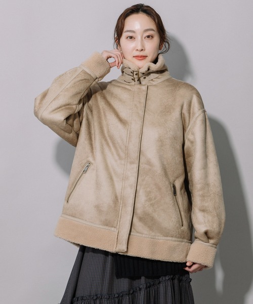 Munich（ミューニック）の「エコムートンボンバージャケット（ブルゾン・レディース・ブラック/ベージュ・S/XS）」の10枚目の写真