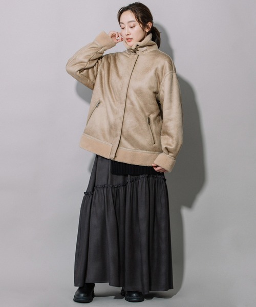 Munich（ミューニック）の「エコムートンボンバージャケット（ブルゾン・レディース・ブラック/ベージュ・S/XS）」の9枚目の写真